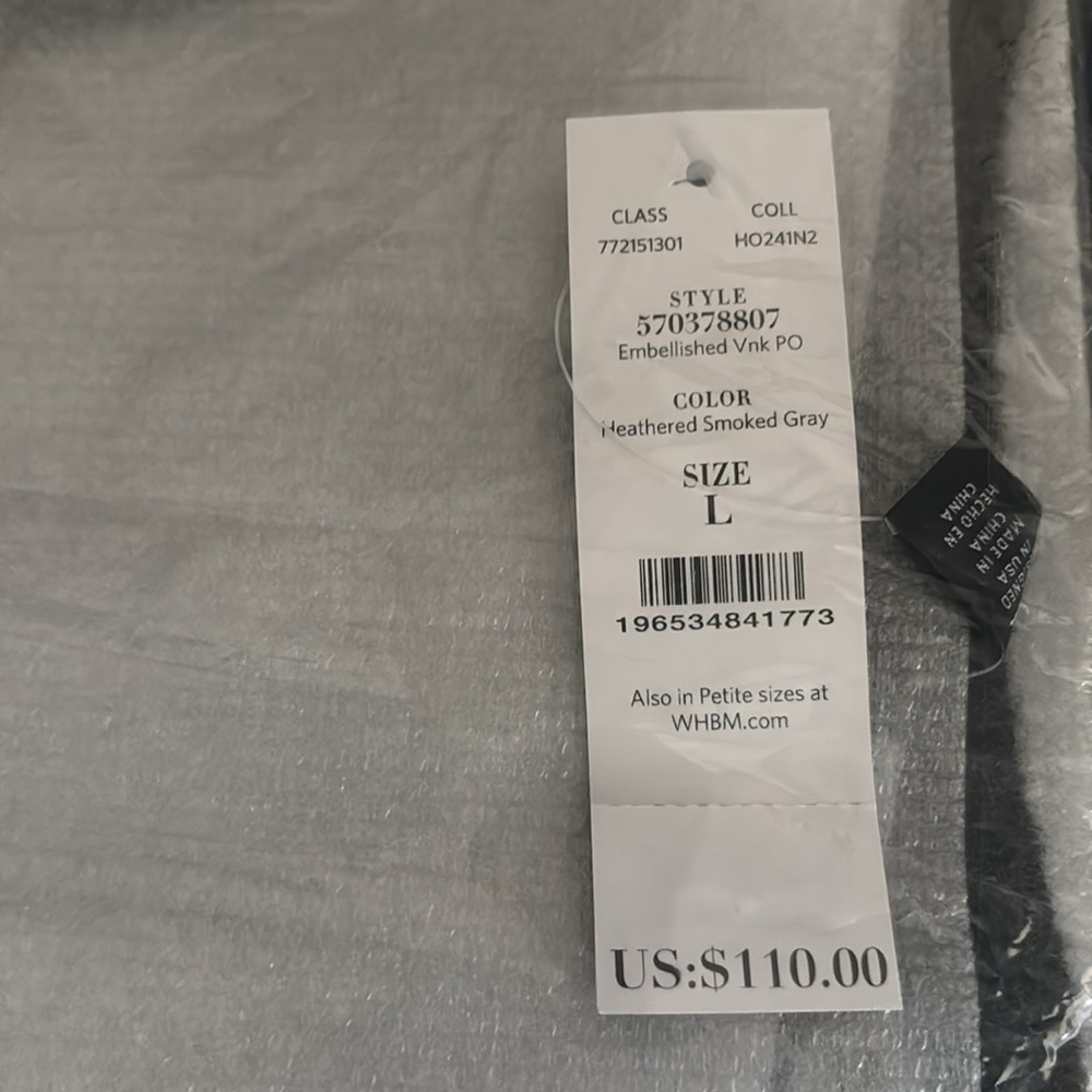 NWT WHBM embellished V neck sweater. - Picture 6 of 8